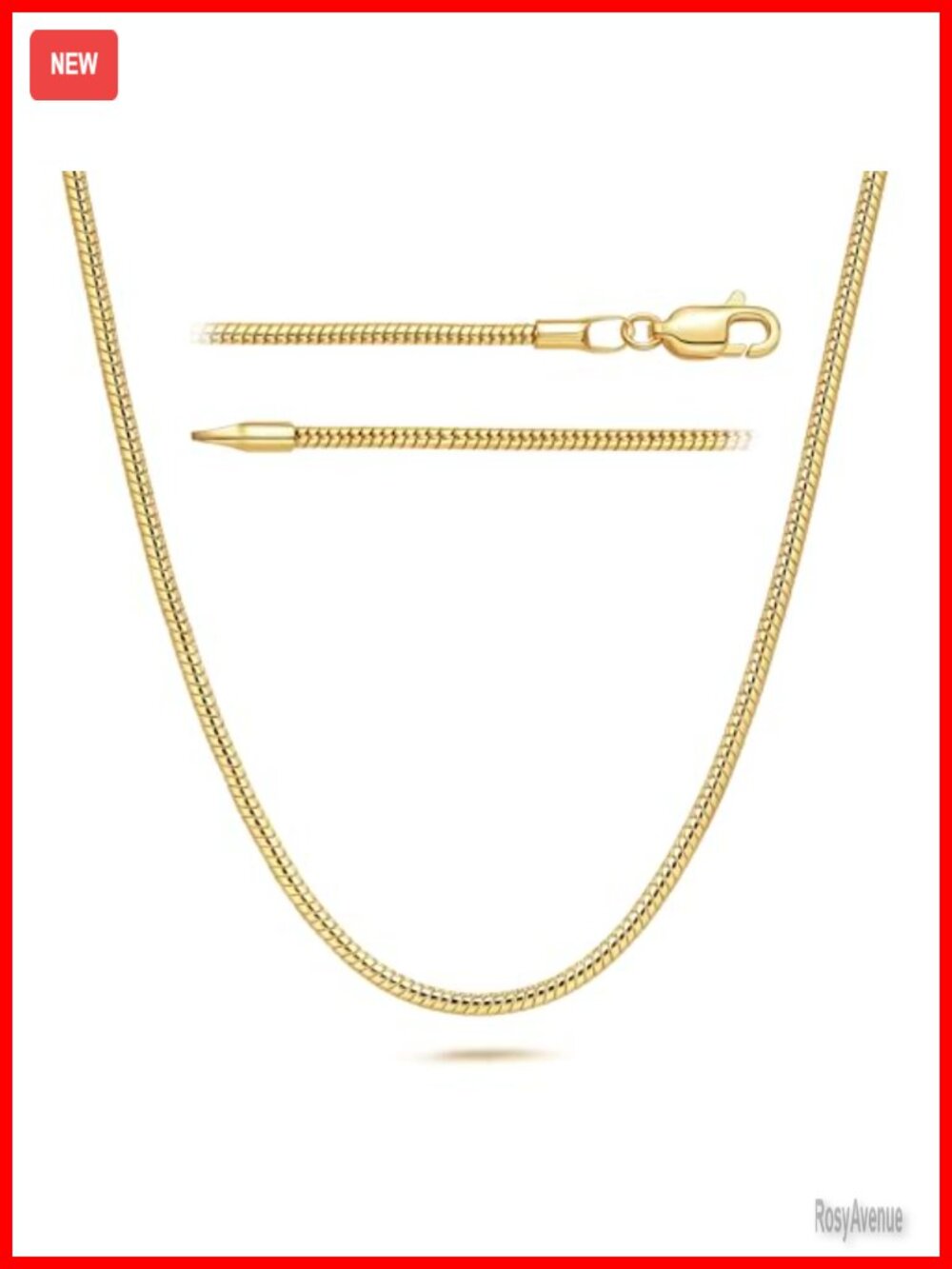 14K Gold Plated Snake Chain Necklace Gold Chain for Women
